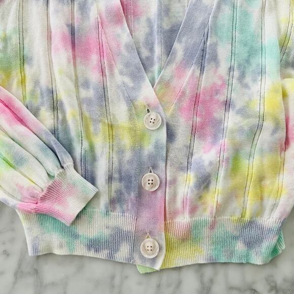 27 Miles Malibu Keaton Rainbow Dye Cardigan Sweater Small Cotton - Picture 5 of 8